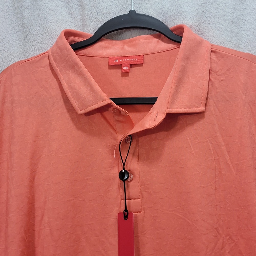 NWT REDVANLY Men's XXL‎ Coral Jacquard Polo Shirt Athletic Golf Luxury PUREPoly - Picture 10 of 12